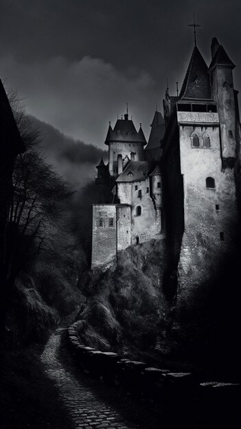 Photo black dark castle background generative ai