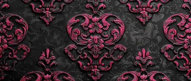 Black and Dark Pink Wallpaper in Late 19th Century Style