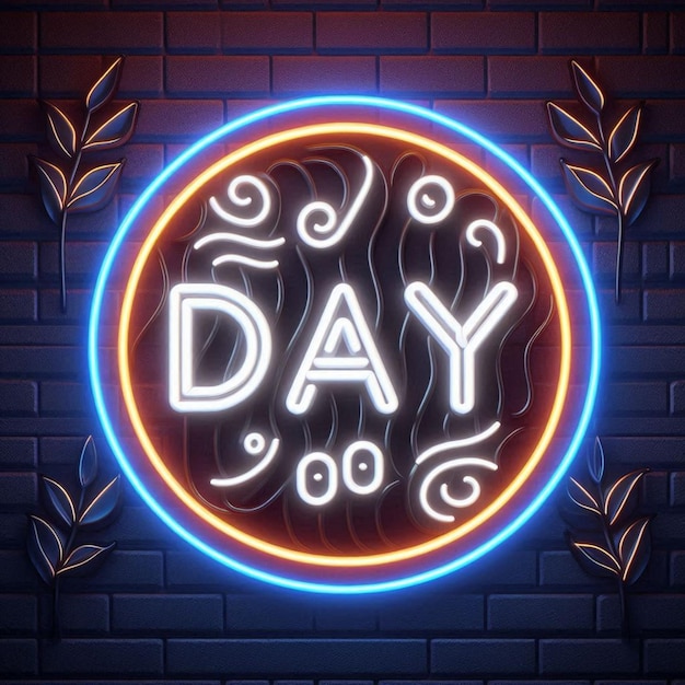 Photo black day neon signs style text design