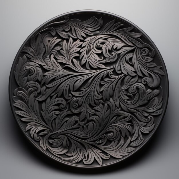 Photo black decorative plate with zbrushinspired design