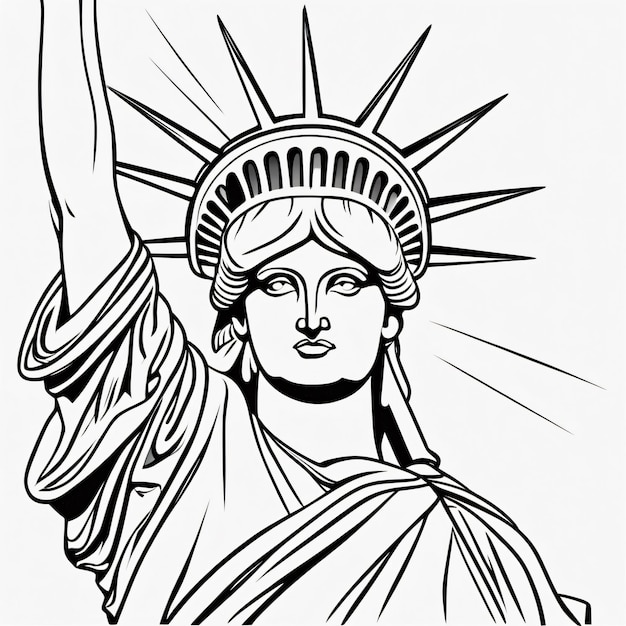 Black decorative Statue of Liberty lineart illustration