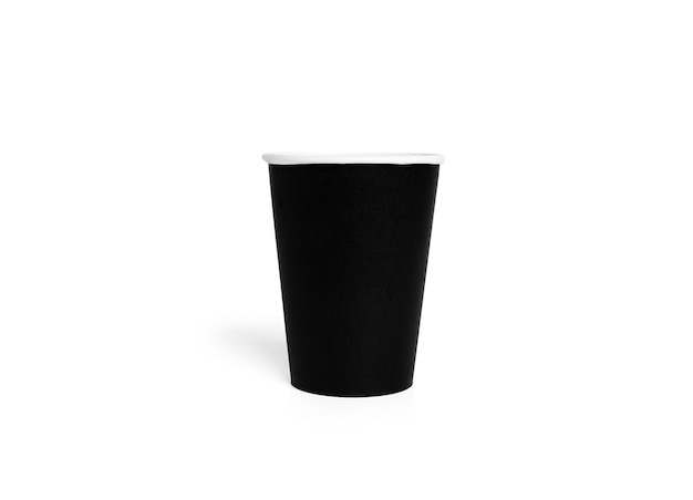 Black disposable cup isolated. Paper cup. Coffee cup. .