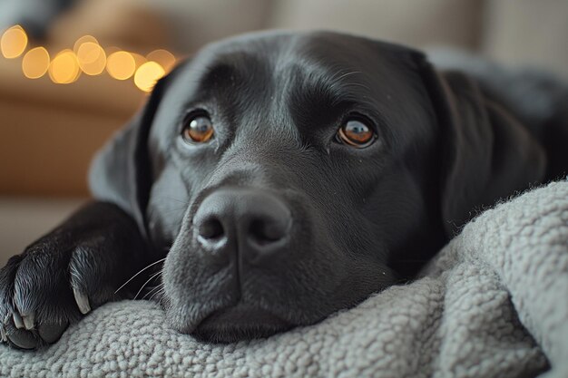 Black Dog in a Cozy Corner photo