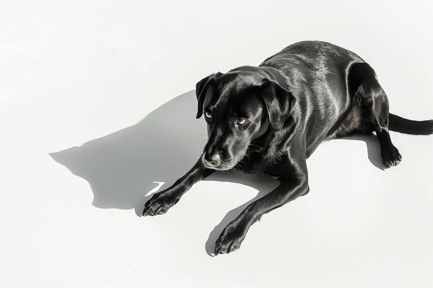 A black dog on a white background