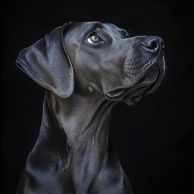 Photo a black dog with a black background and a black background with a picture of a dog with a black background