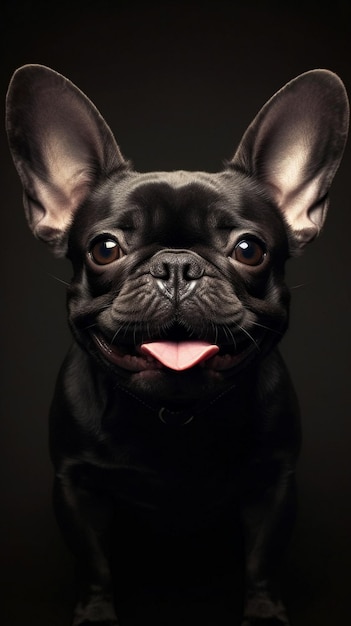 Photo a black dog with a pink tongue sticking out of its mouth