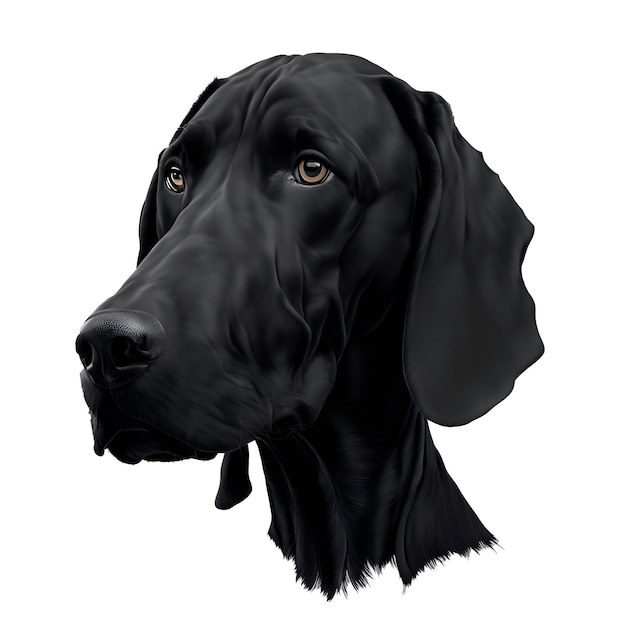 A black dog with a white background and a white background.