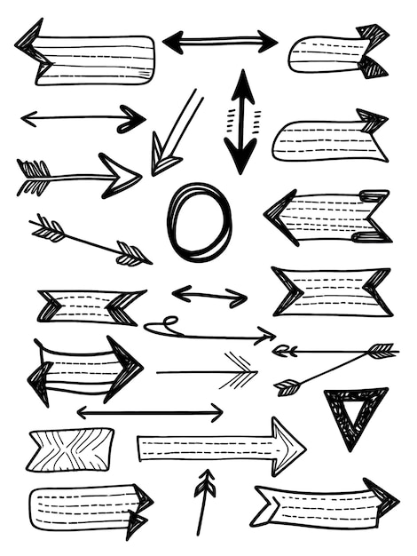 Photo black doodle arrows and curved lines