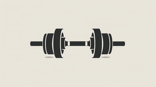 Photo black dumbbell icon on a light grey background