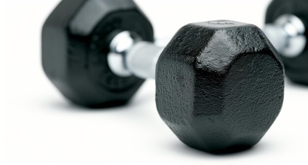 Photo black dumbbell on white background