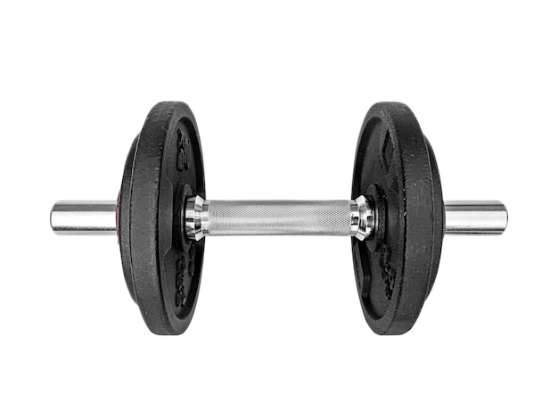 Black dumbbell in on a white background