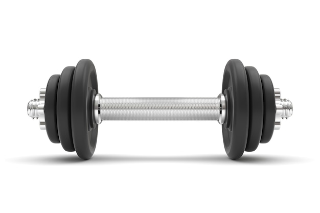 Black dumbbell on a white background.