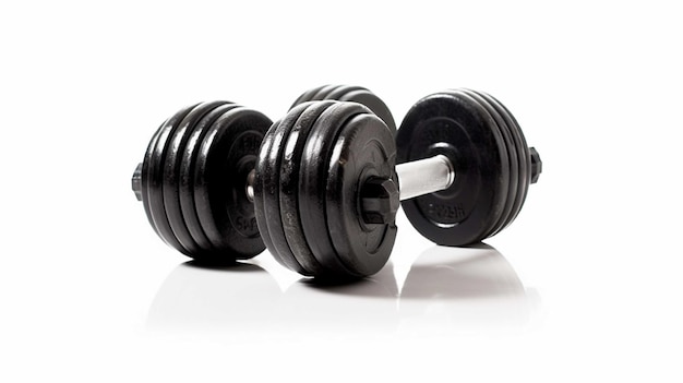 Black dumbbells on black background 3d render illustration