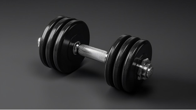 Black dumbbells on black background 3d render illustration