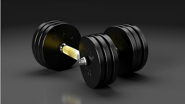 Photo black dumbbells on a gray background 3d illustration