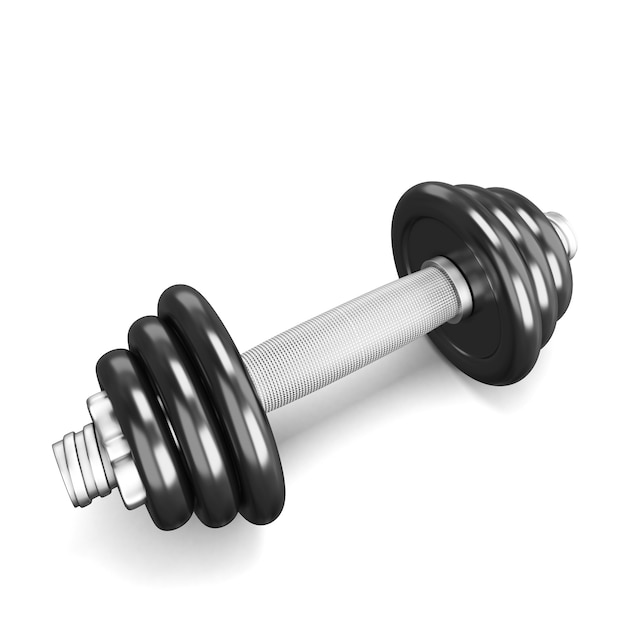 Black dumbbells on white. 3d render illustration.