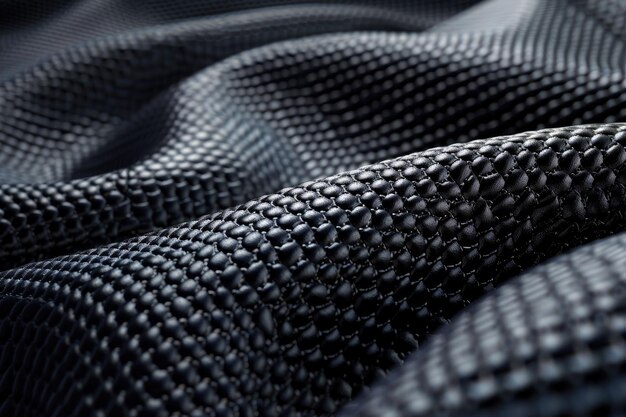 Photo black eco leather texture close up with dark grey synthetic material and reflection