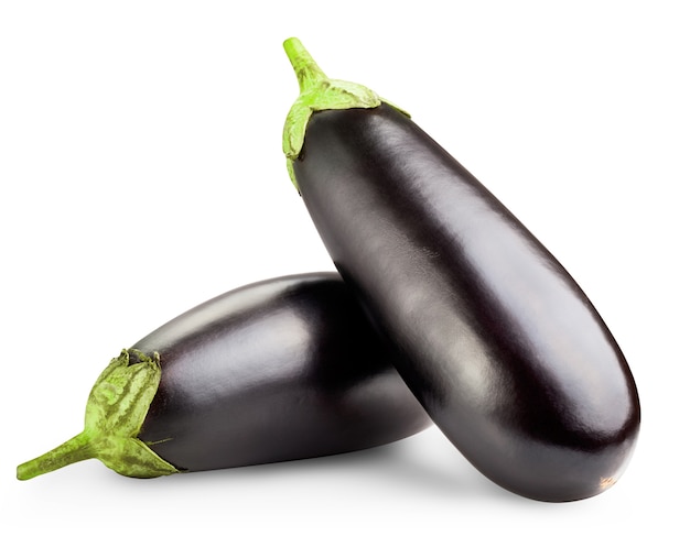 Black eggplants isolated on white