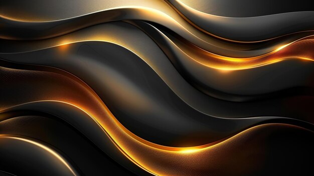 black elegant background with wave gold line modern luxury