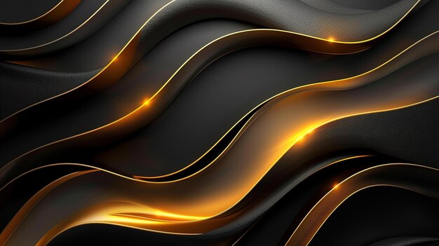 black elegant background with wave gold line modern luxury