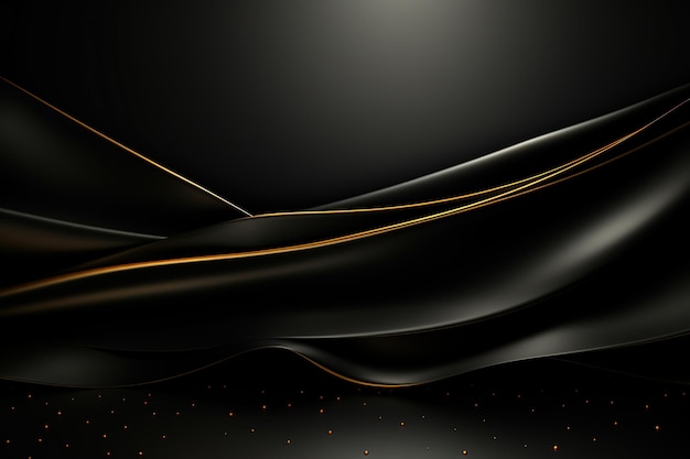 black elegant background with wave gold line modern luxury