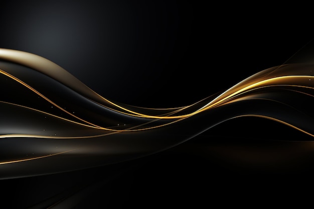 black elegant background with wave gold line modern luxury