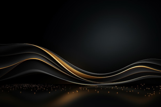 black elegant background with wave gold line modern luxury