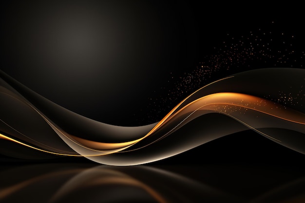 black elegant background with wave gold line modern luxury