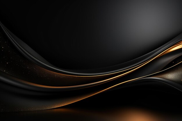 black elegant background with wave gold line modern luxury