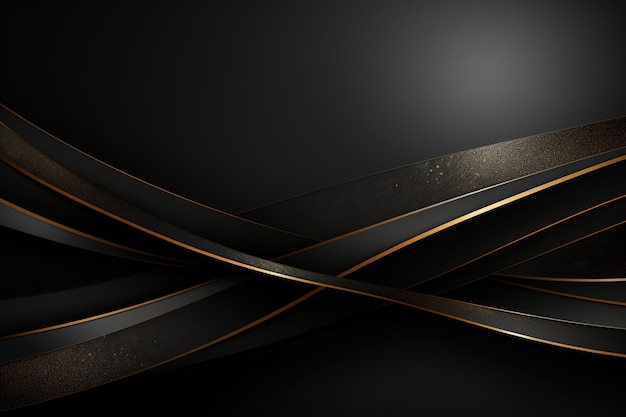 black elegant background with wave gold line modern luxury