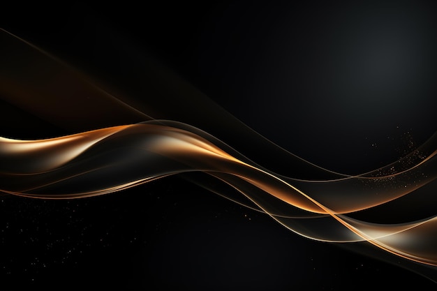 black elegant background with wave gold line modern luxury