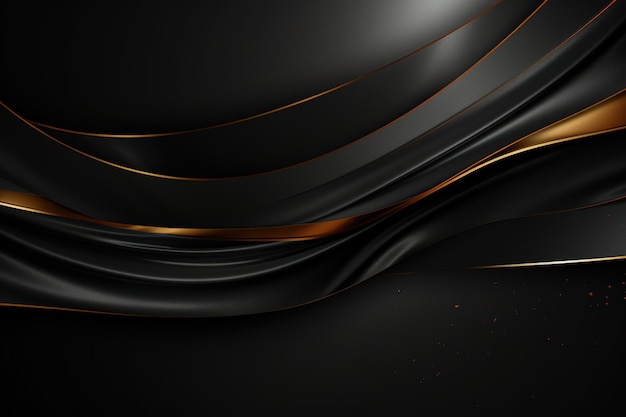 black elegant background with wave gold line modern luxury