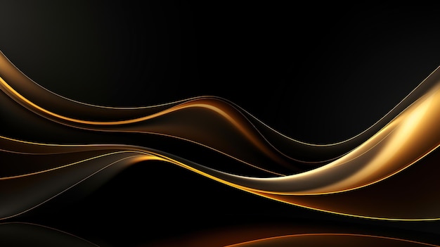 black elegant background with wave gold line modern luxury