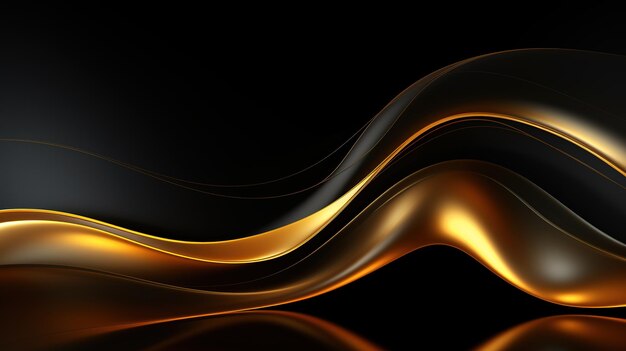 black elegant background with wave gold line modern luxury