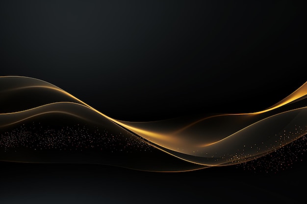 black elegant background with wave gold line modern luxury