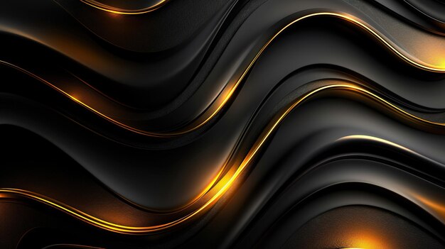 black elegant background with wave gold line modern luxury