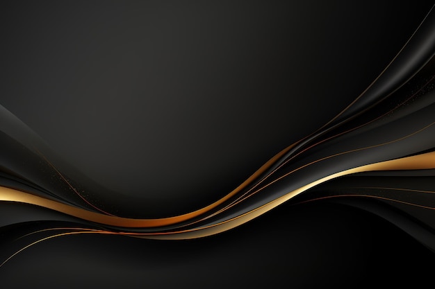 black elegant background with wave gold line modern luxury