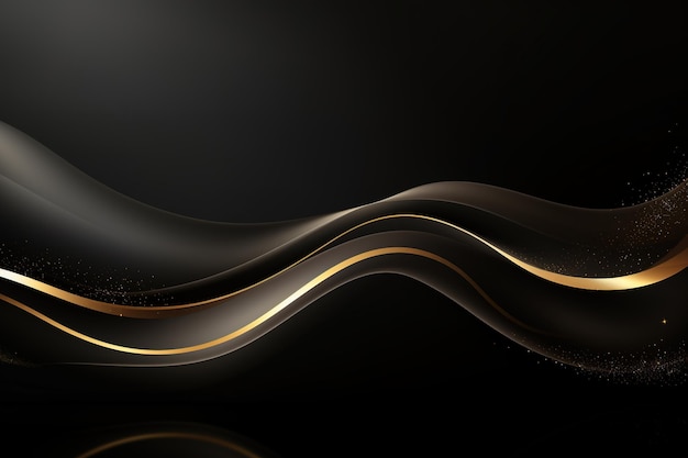 black elegant background with wave gold line modern luxury