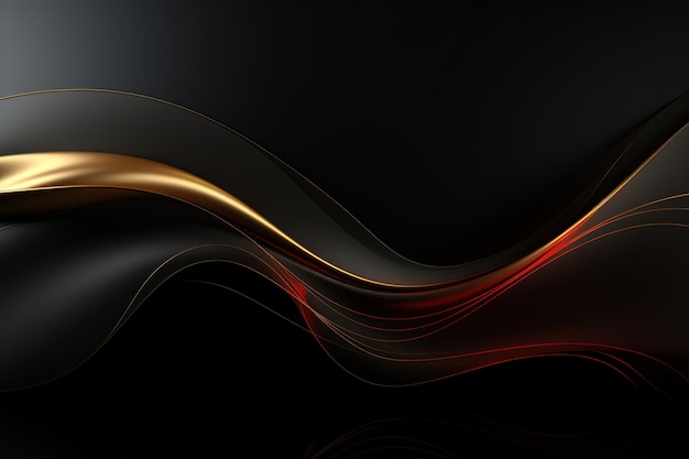 black elegant background with wave gold line modern luxury