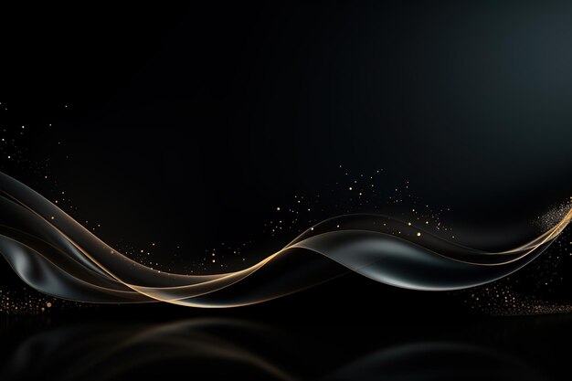 black elegant background with wave gold line modern luxury