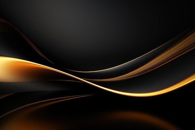 black elegant background with wave gold line modern luxury