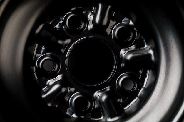 The black element of the car disk Car wheel closeup