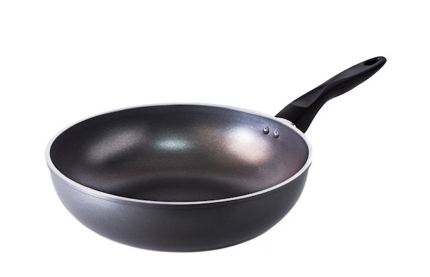 Black empty pan on a white background