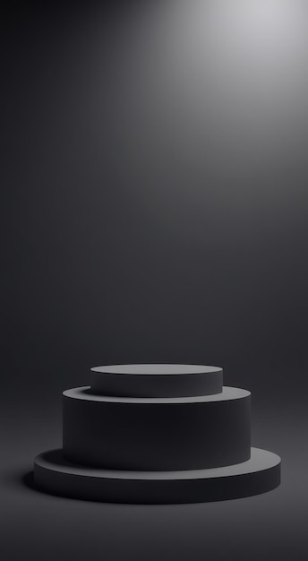 Black empty podium with light