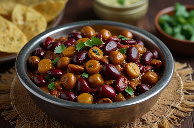 Photo black eyed kidney beans curry or chawli or chavli chi usal or masala