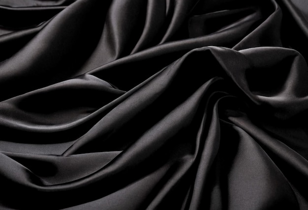 black fabric crumpled silk drape