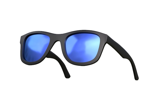 Black fashion Eyeglasses and blue lens optic isolated on a white background 3D render illustration