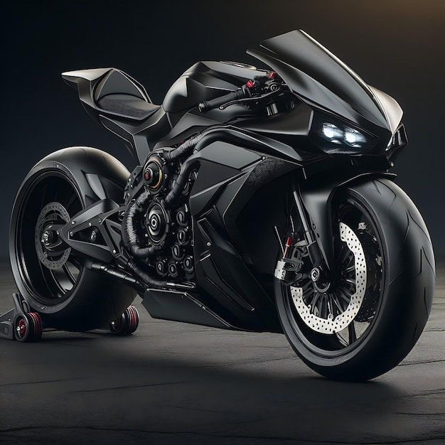 Black Fast Sports Bike Futuristic Sports Bike Concept Generative AI