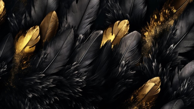 Black feather background Illustration AI Generative