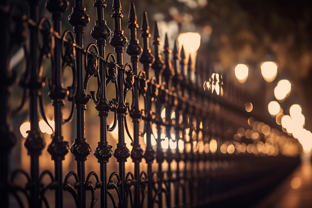 A black fence with a decorative design